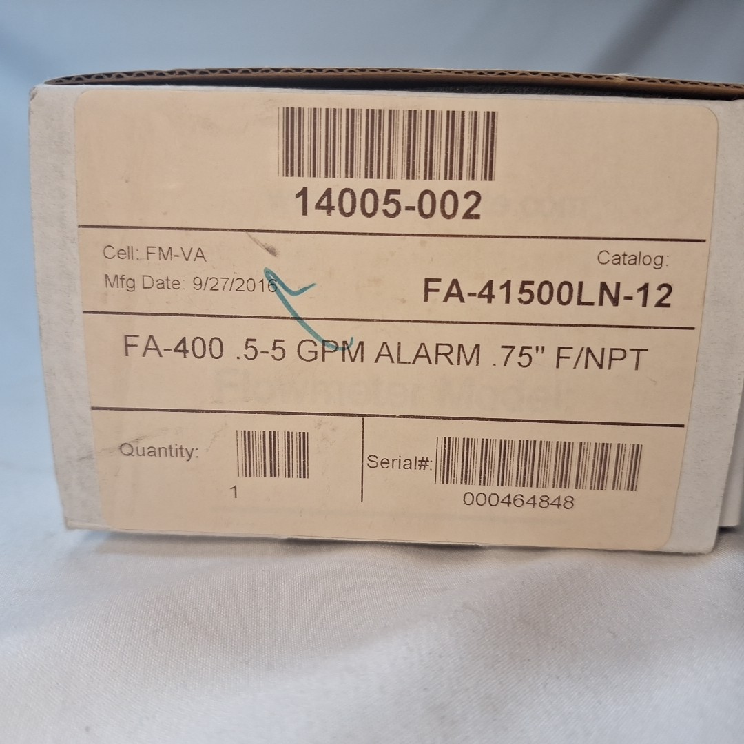 Blue-White FA-41500LN-12 FA Series Flowmeter, 0.5 to 5GPM, 14005-002