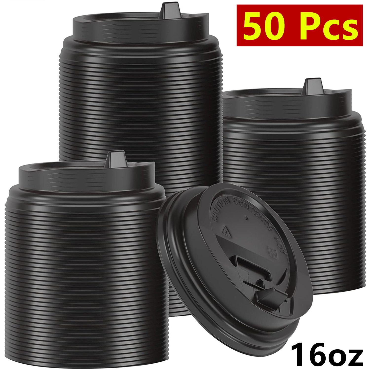 50 Pack Lids for 16oz Paper Hot Cups – Coffee Cup for Cold or Hot Drinks, Tea