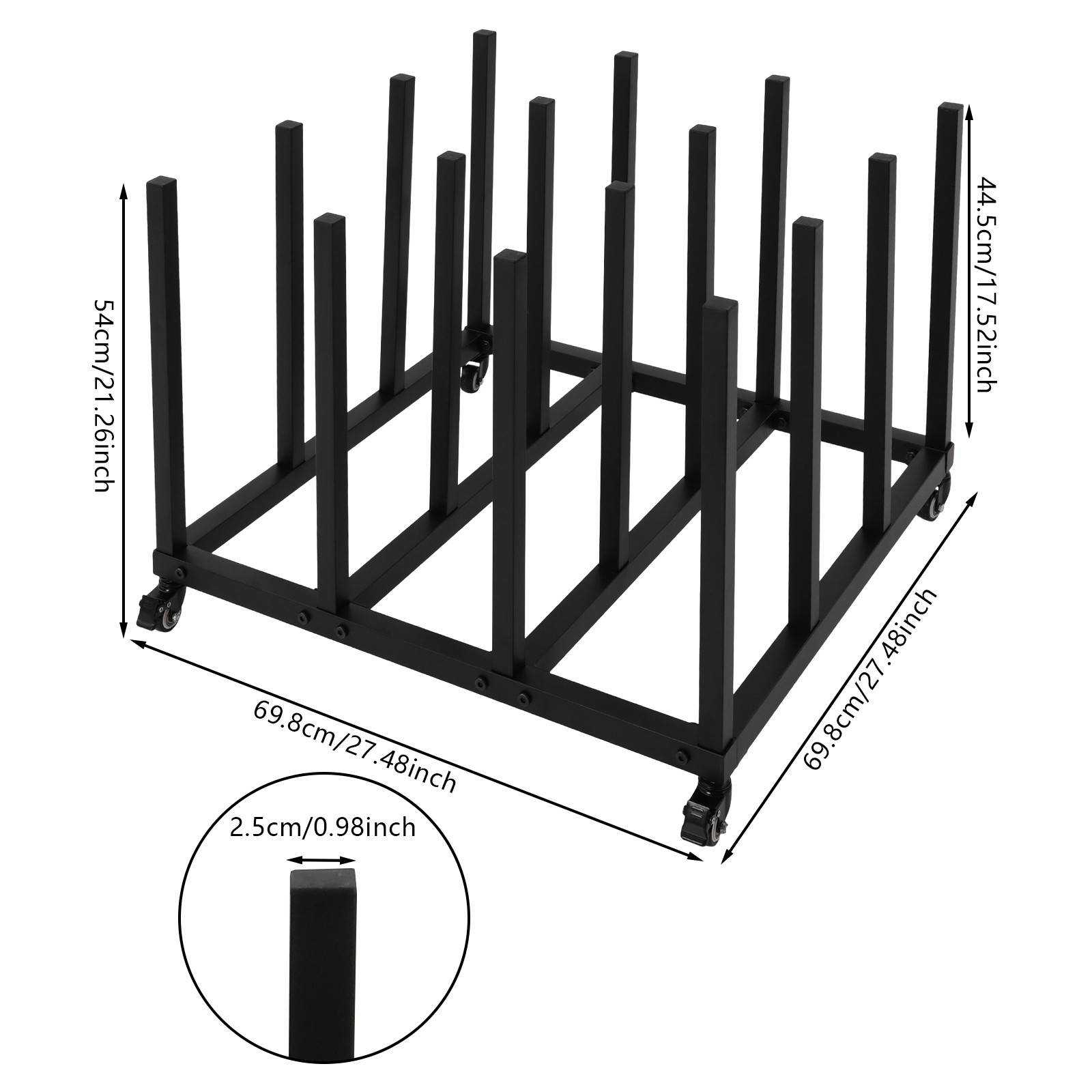Mobile Blueprint Storage Stand With 16 Rolls Capacity Vinyl Roll Organizer