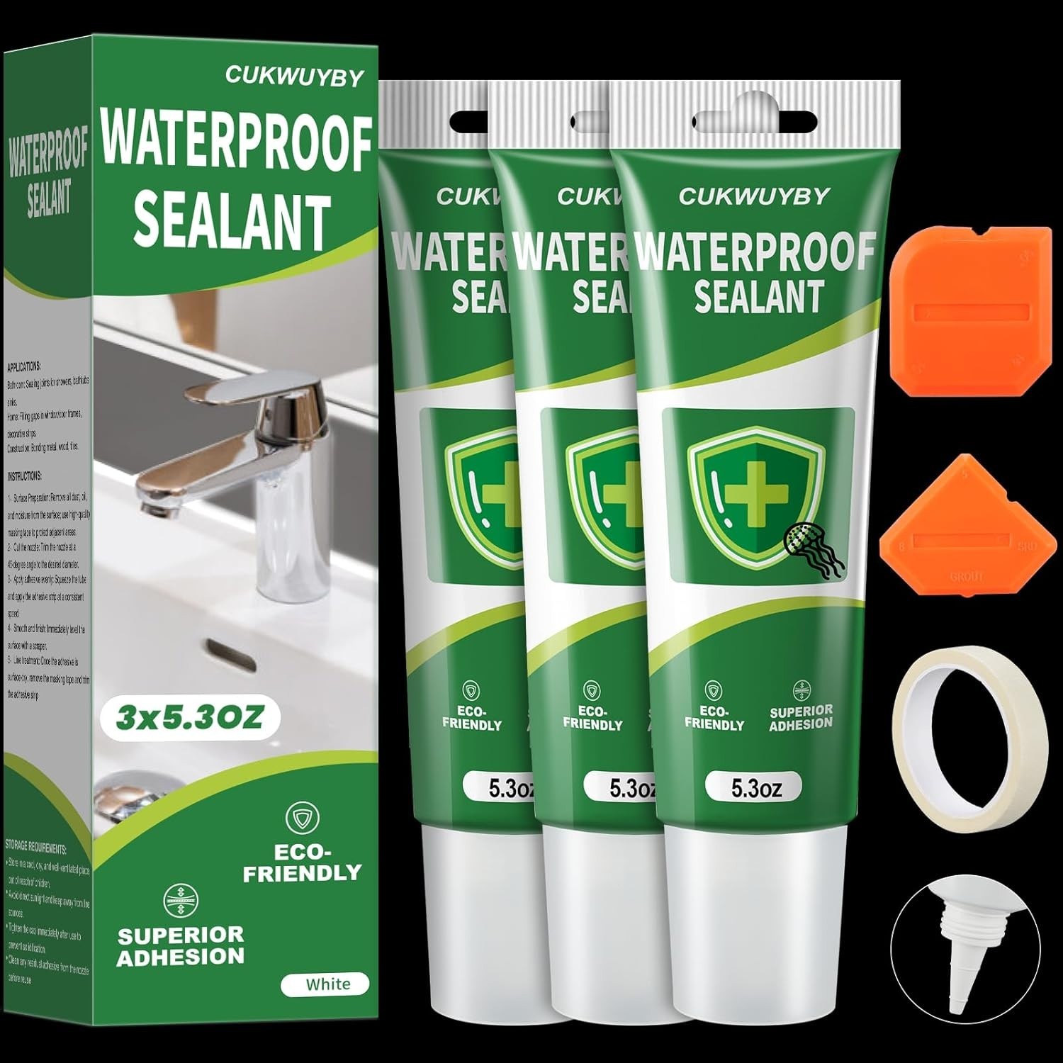 Silicone Caulk Waterproof Sealant White Caulk for Kitchen Bathroom Window 15….