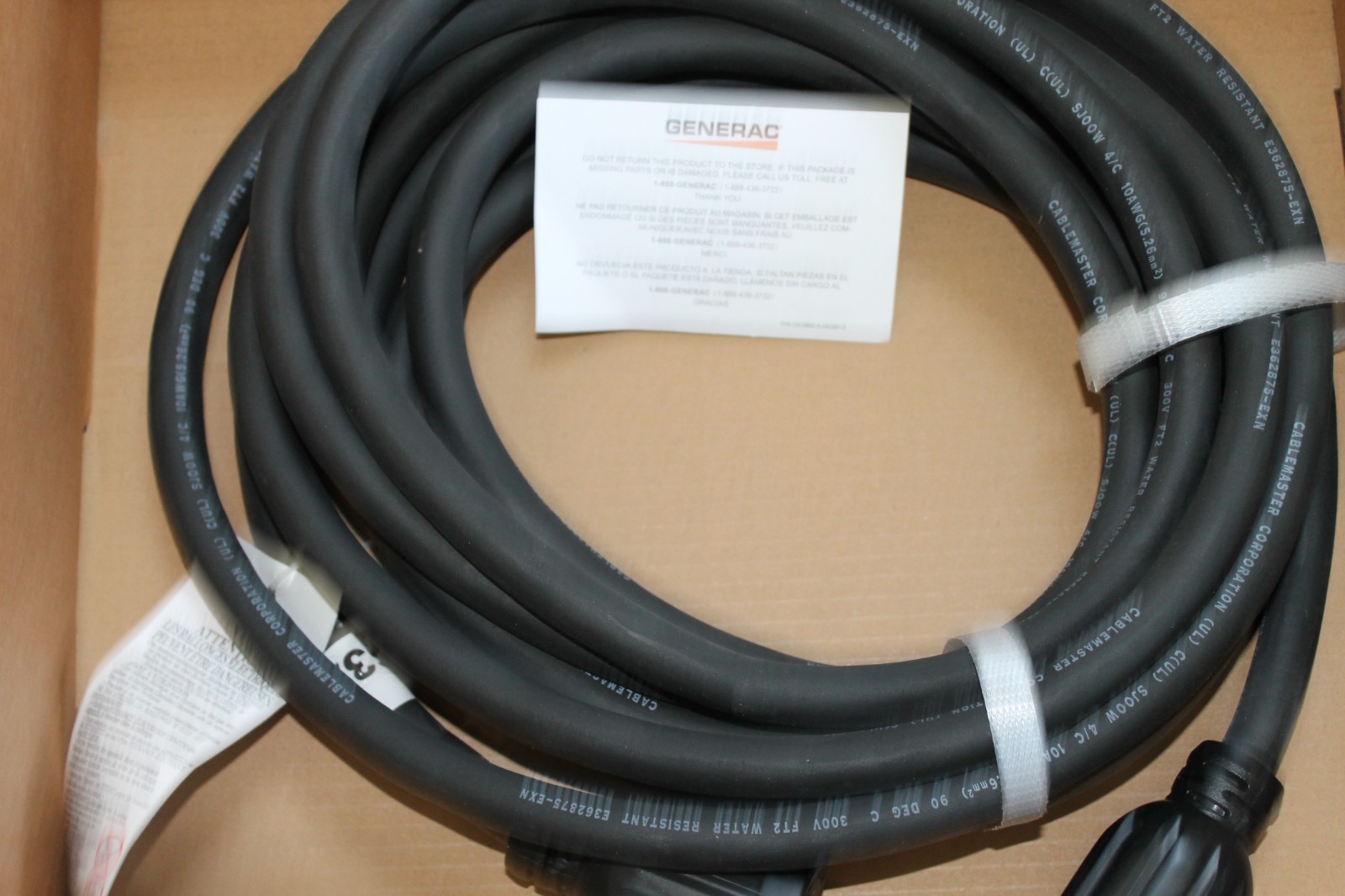 Generac Generator Cord 6328 25ft 30 AMP L14-30 125/250 Volts 10 Guage 4 Wire NEW