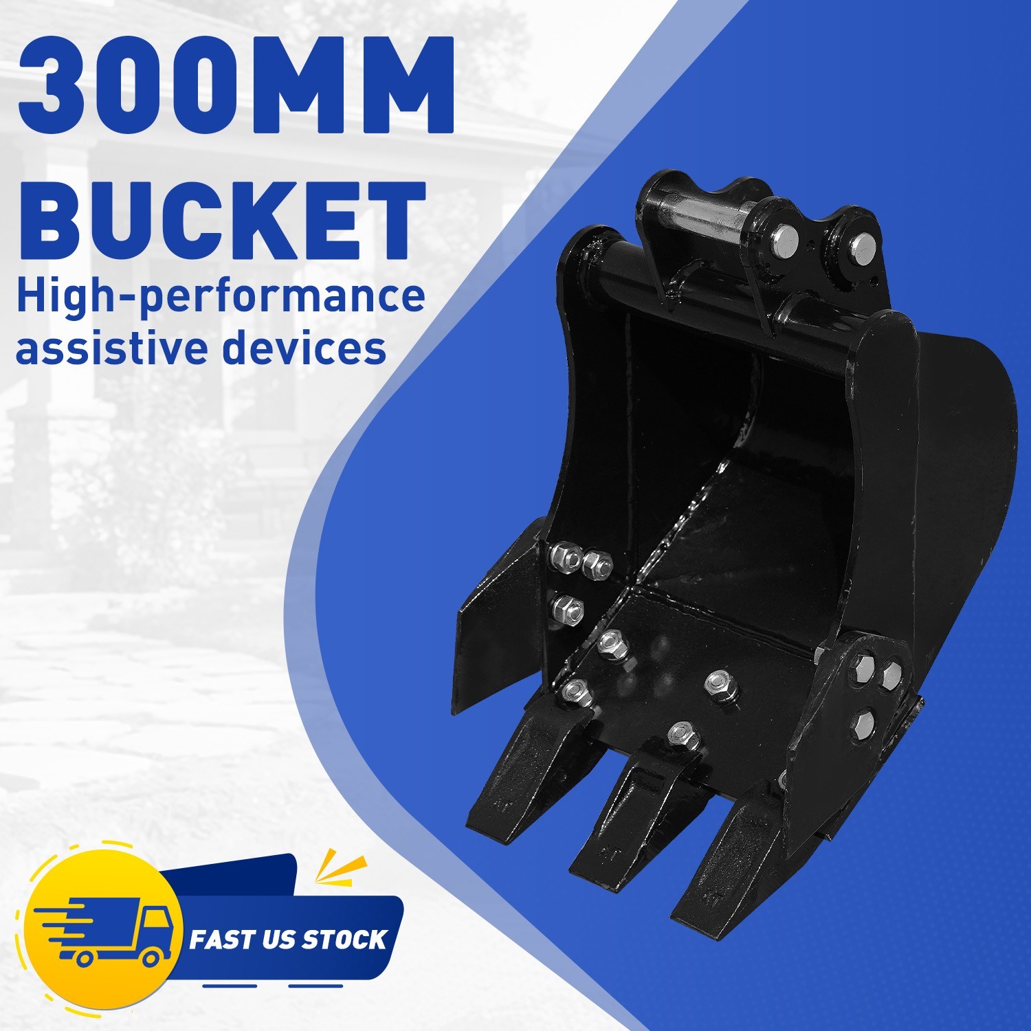 Mini Excavator Attachment 300mm Narrow Trenching Bucket with 3 Metal Teeth