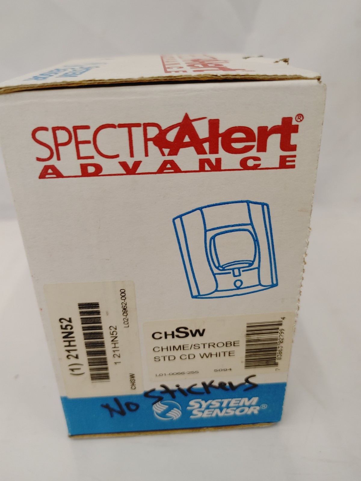 System Sensor CHSW Chime/Strobe STD CD White – NO STICKERS/HARDWARE