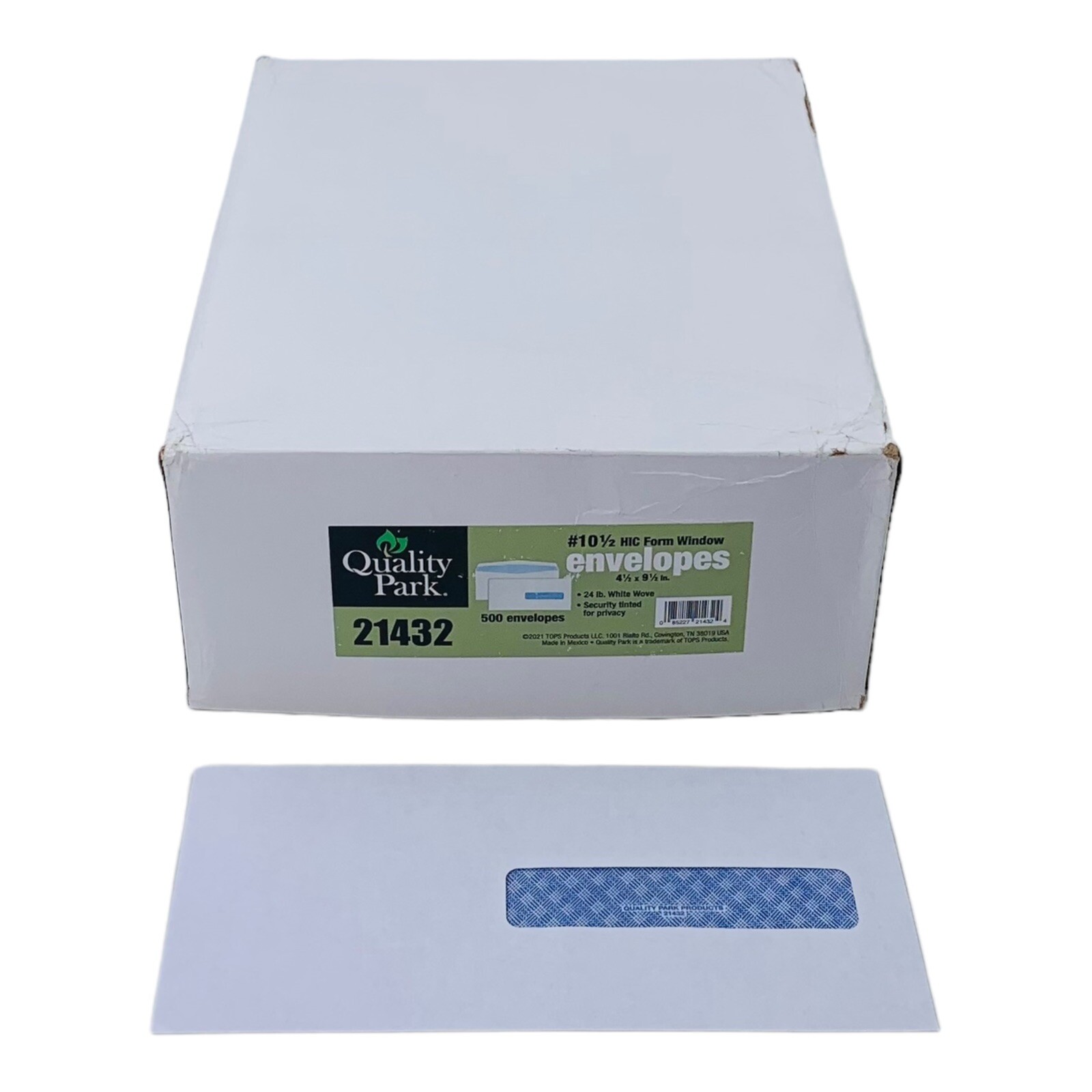 500 Envelopes Quality Park #10-1/2 HIC Form Window Envelopes 4.5″ x 9.5″ White