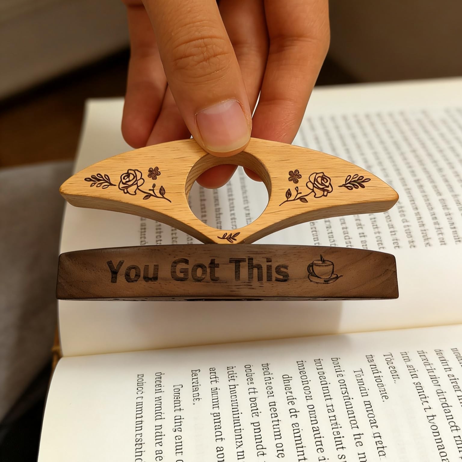 2PCS Book Page Holder,Handmade Walnut Thumb Bookmark,Wooden Page Holders for Rea