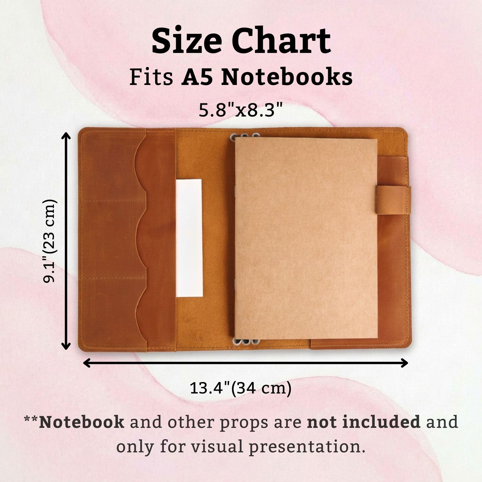 Genuine Leather Journal Cover A5 – Refillable Notebook Organizer with 3 Elast…