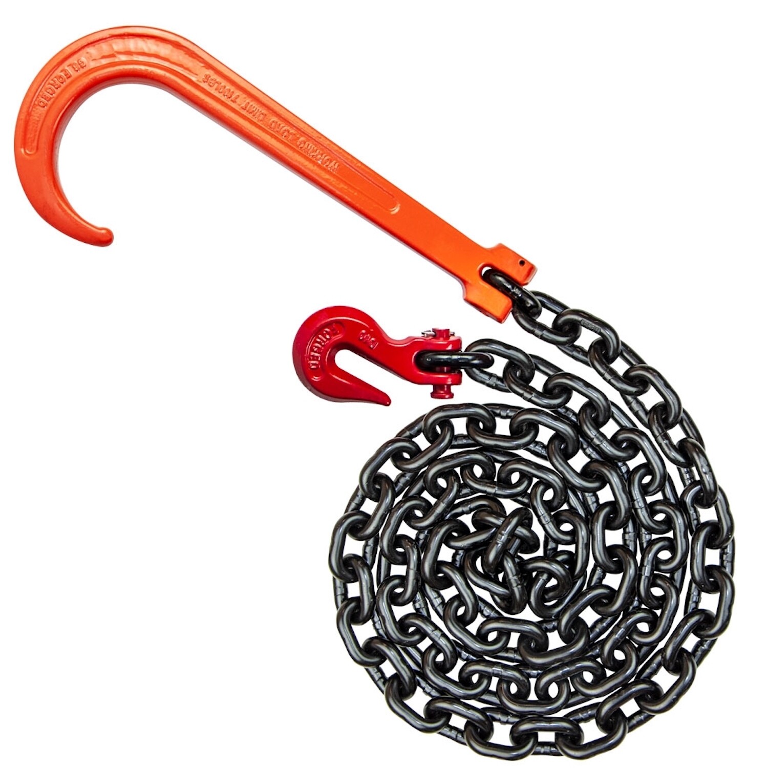 VULCAN G80 Long J Hook Tow Chain – 3/8″ x 8′ – PROSeries – 7100 lbs SWL