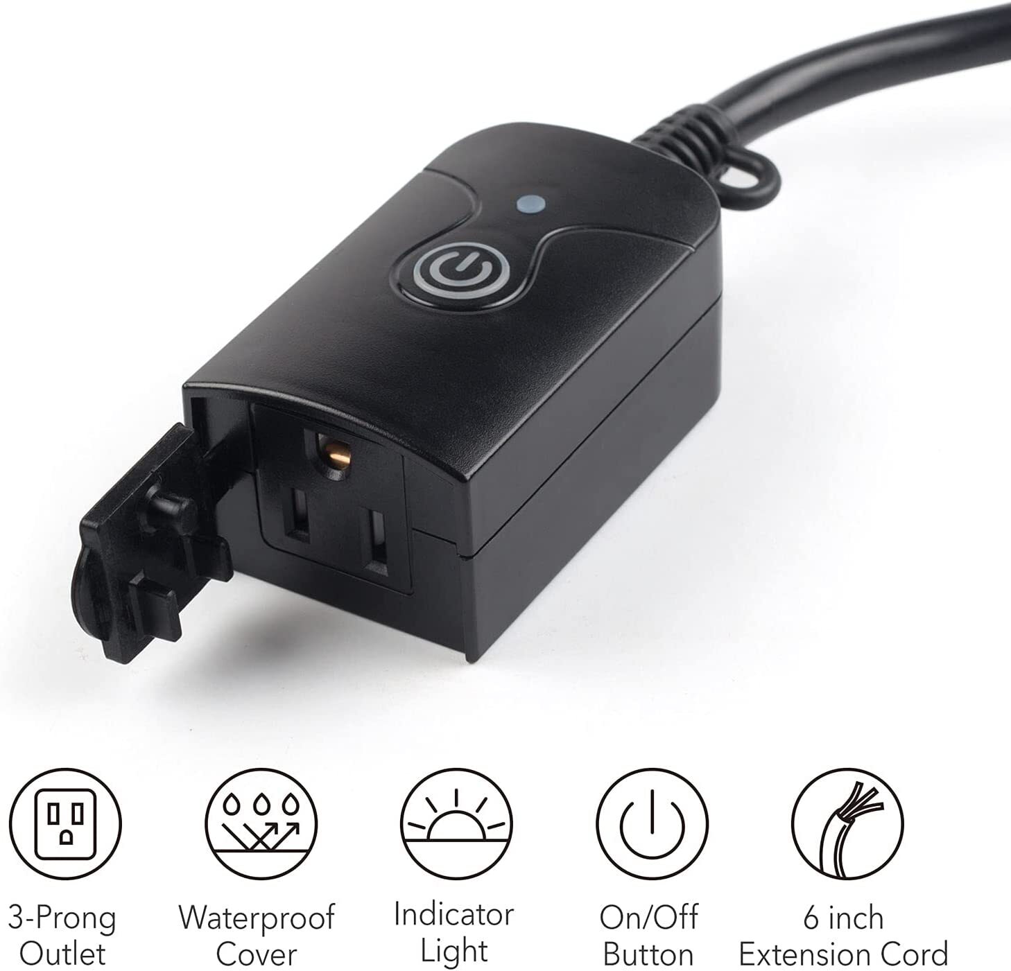 HBN Outdoor 3-Prong Outlet Weatherproof with 100ft Wireless Remote Control Kit