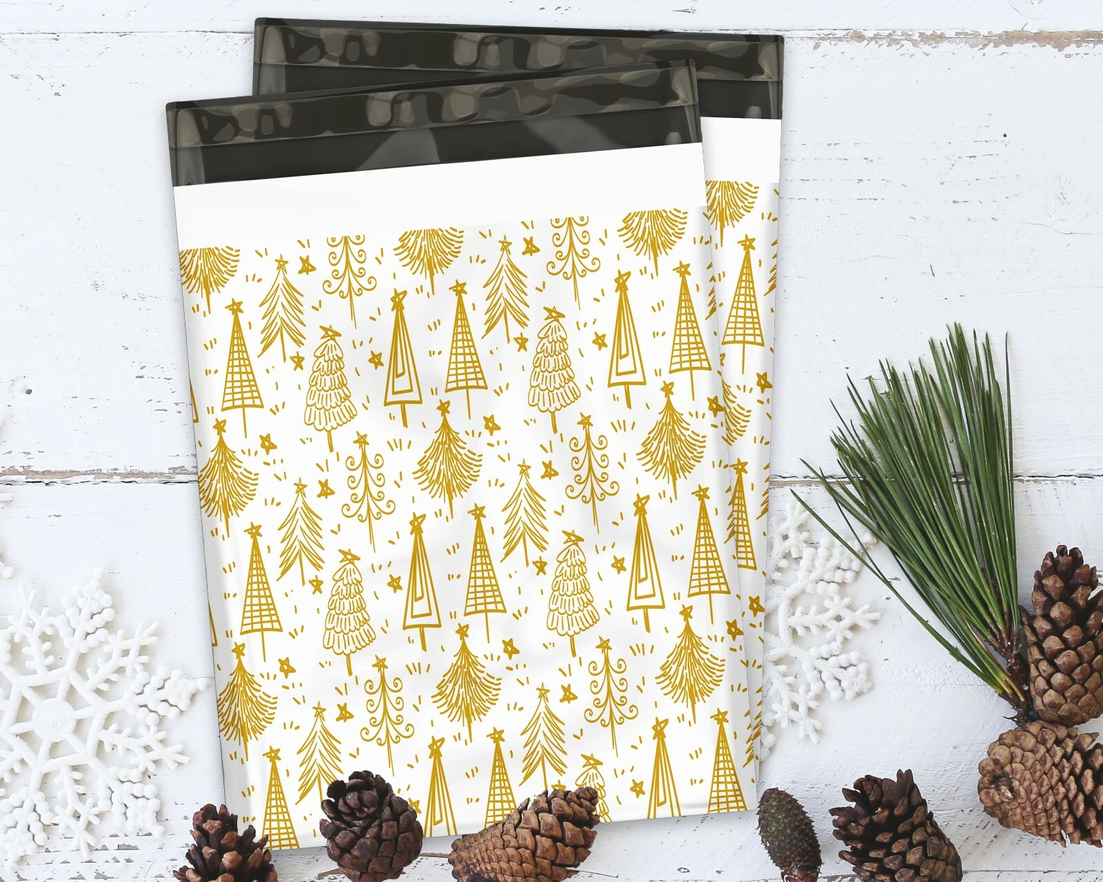 NEW 10×13 Fall, Christmas, Snowmen, Teal Snowflakes, Trees Poly Shipping Mailers