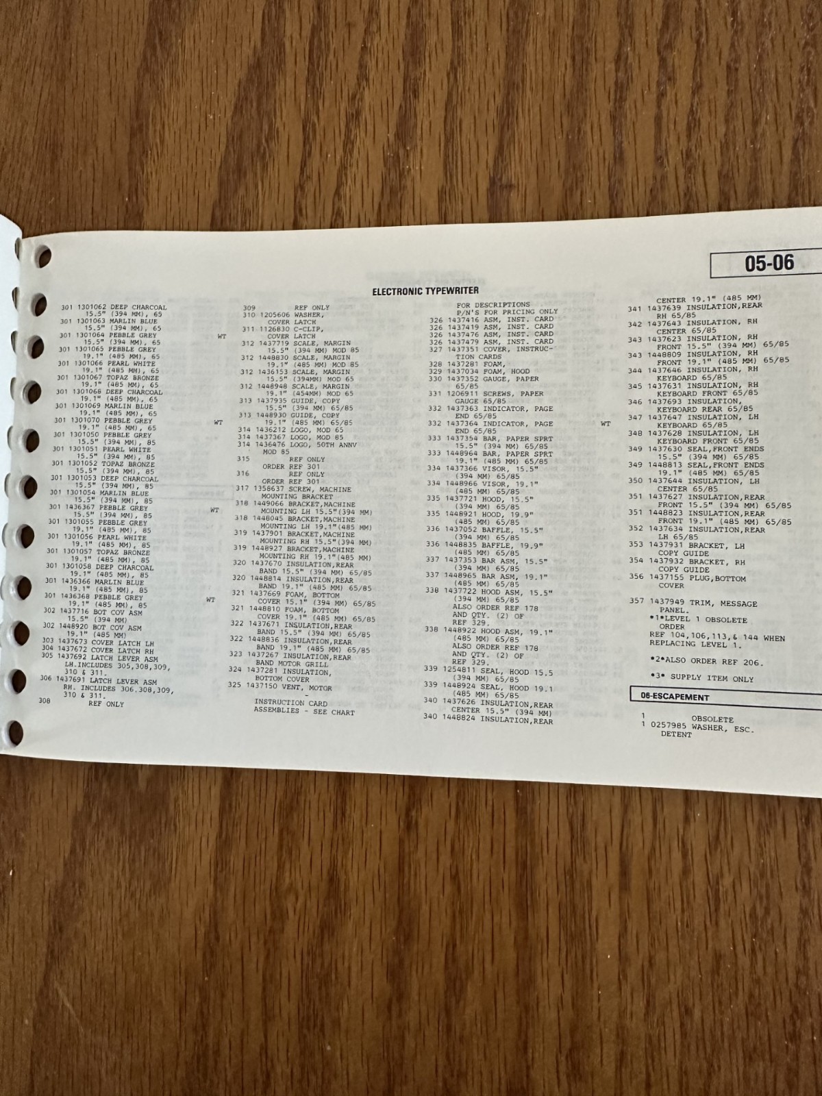 IBM ELECTRONIC TYPEWRITER PARTS MANUALS GENUINE IBM # SR-28-0088-1, S241-6058-5