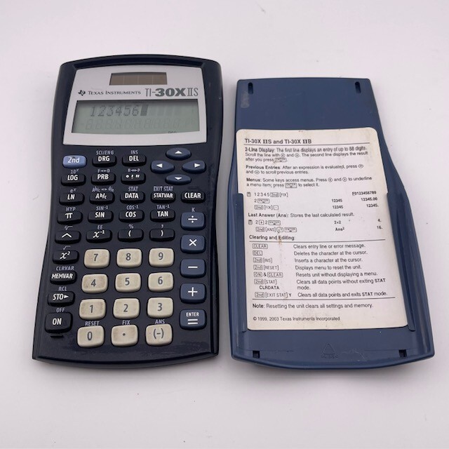 Texas Instruments TI-30X IIS 2-Line Scientific Calculator – Black W/ Blue Case