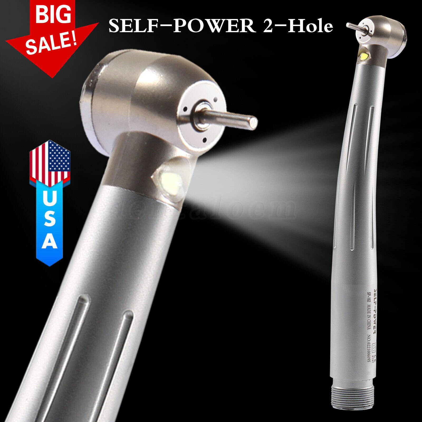 NSK Style Dental Fiber Optic LED High Speed Handpiece Turbine 2-Hole Self Power