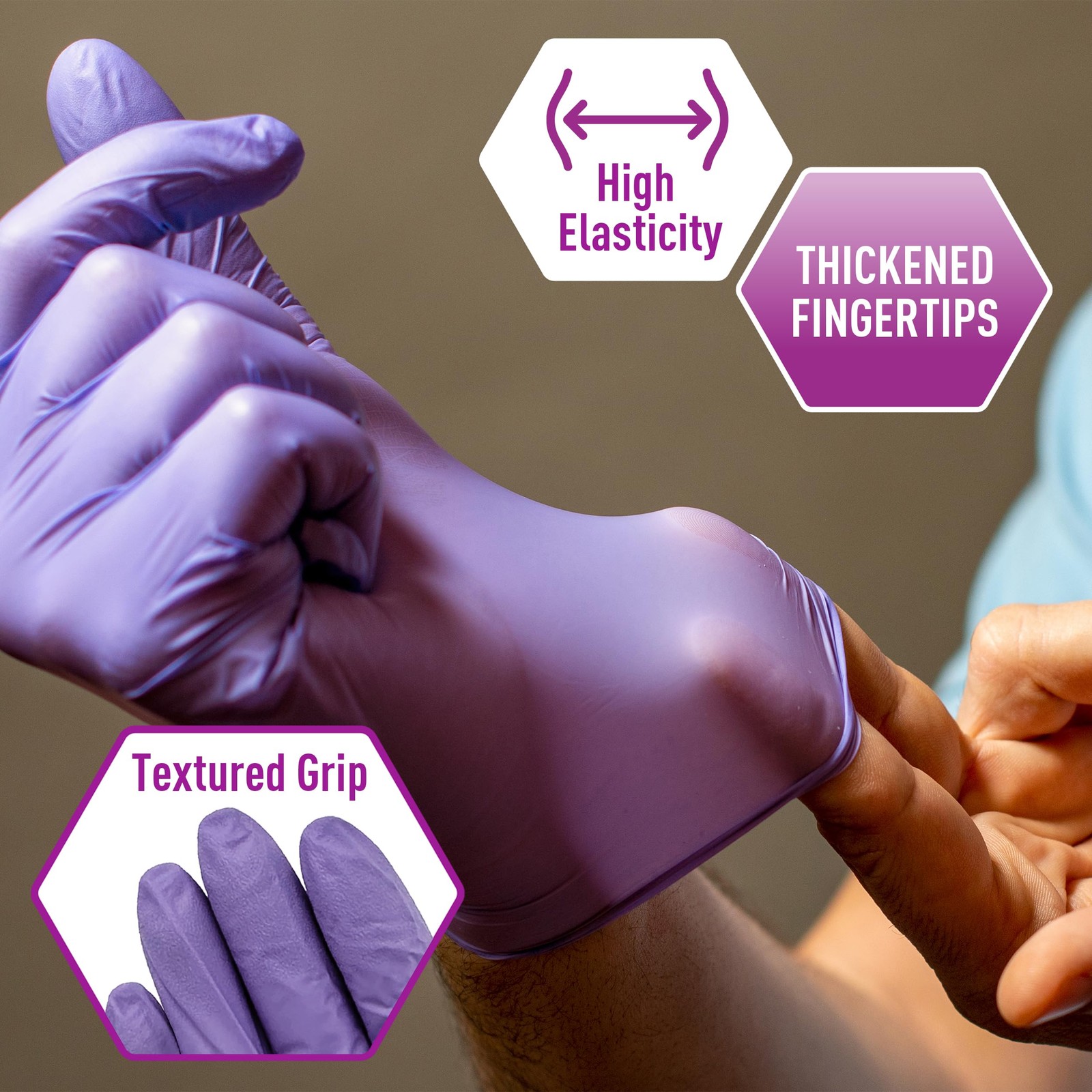 Med Pride Powder-Free Nitrile Exam Gloves Iris Blue Medium Box/100
