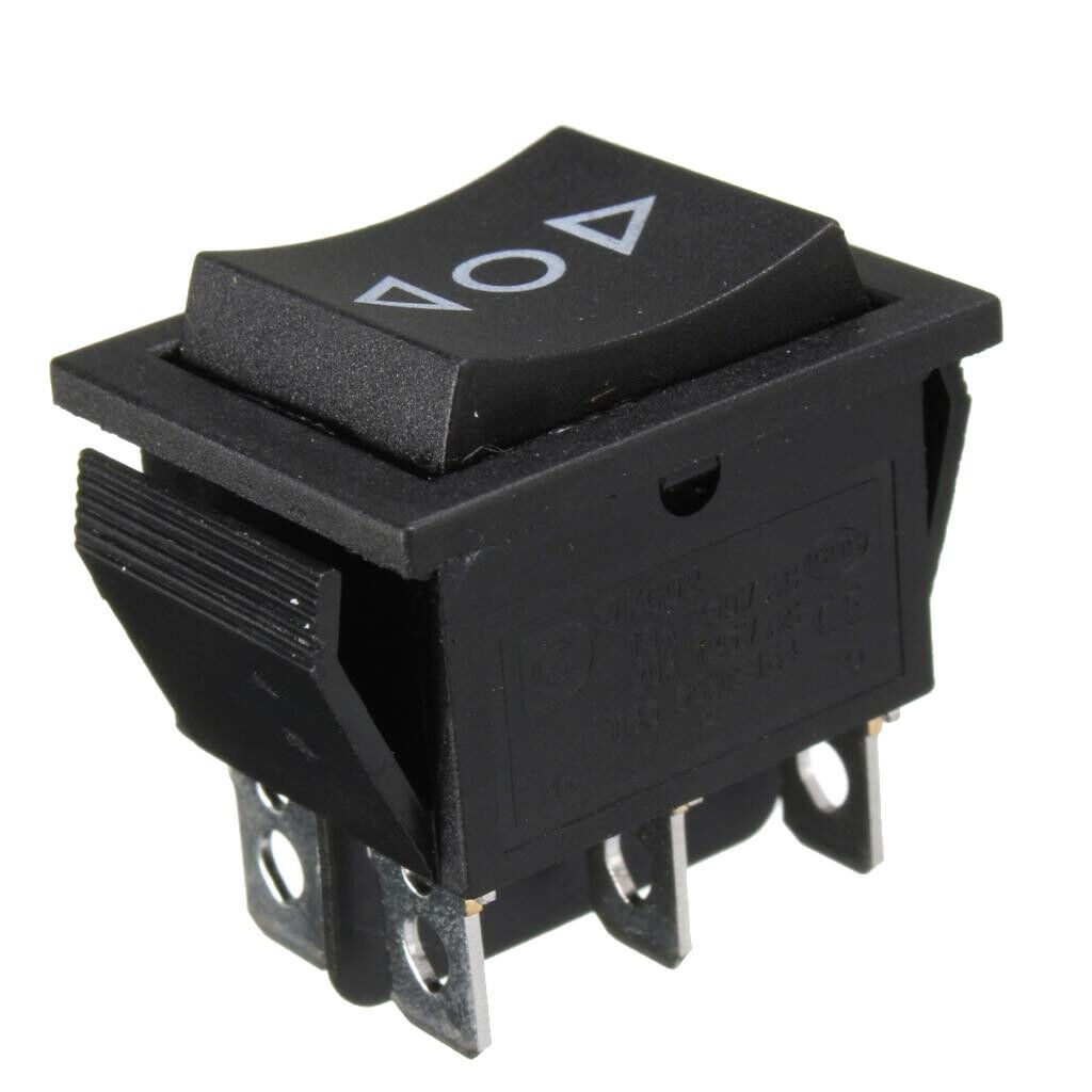 Latching Rocker Switch DPDT 6-Pin 16A 250VAC/20A 125VAC Up/Down On-Off-On Black