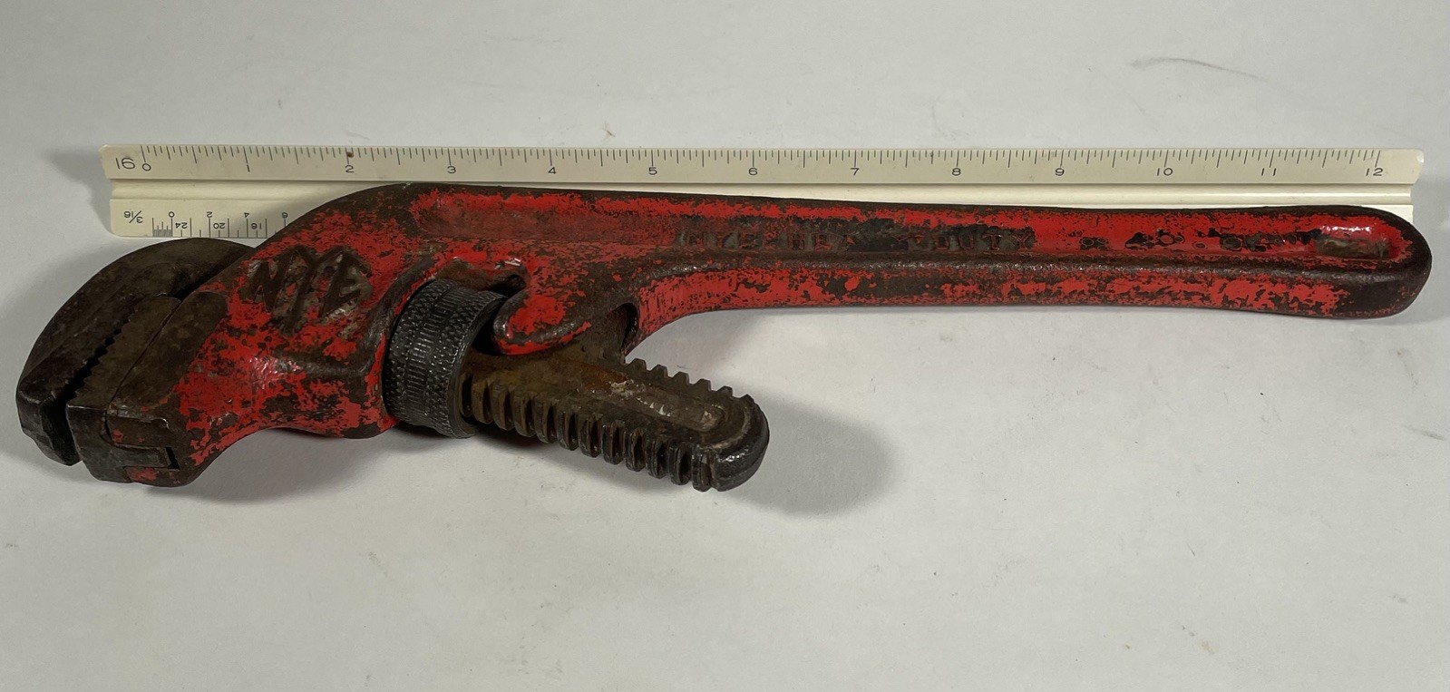 Two NYE Tool Heavy Duty Offset Pipe Wrenches, 14 and 6, vintage Steel Chicago