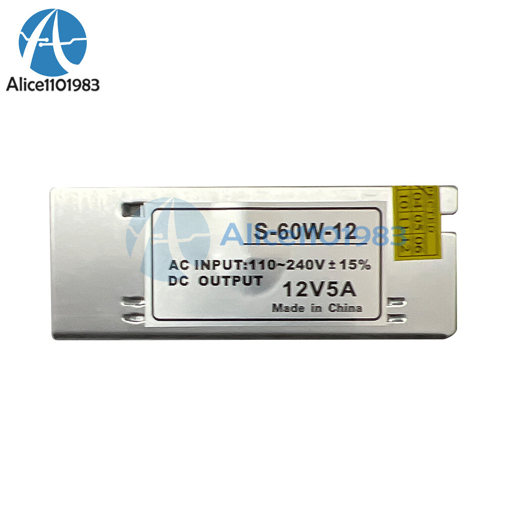 DC12V 5A Switch Power Supply Lighting Transformers LED Driver 60W Power Adapter
