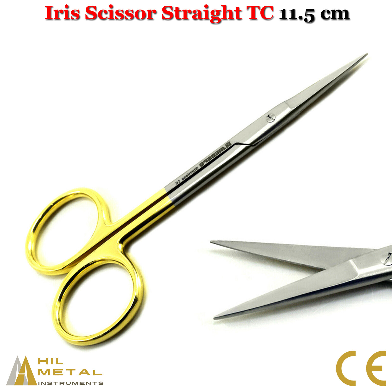 TC Iris Scissors 4.5″ Curved and Straight Dental Surgical Instruments Set of 2