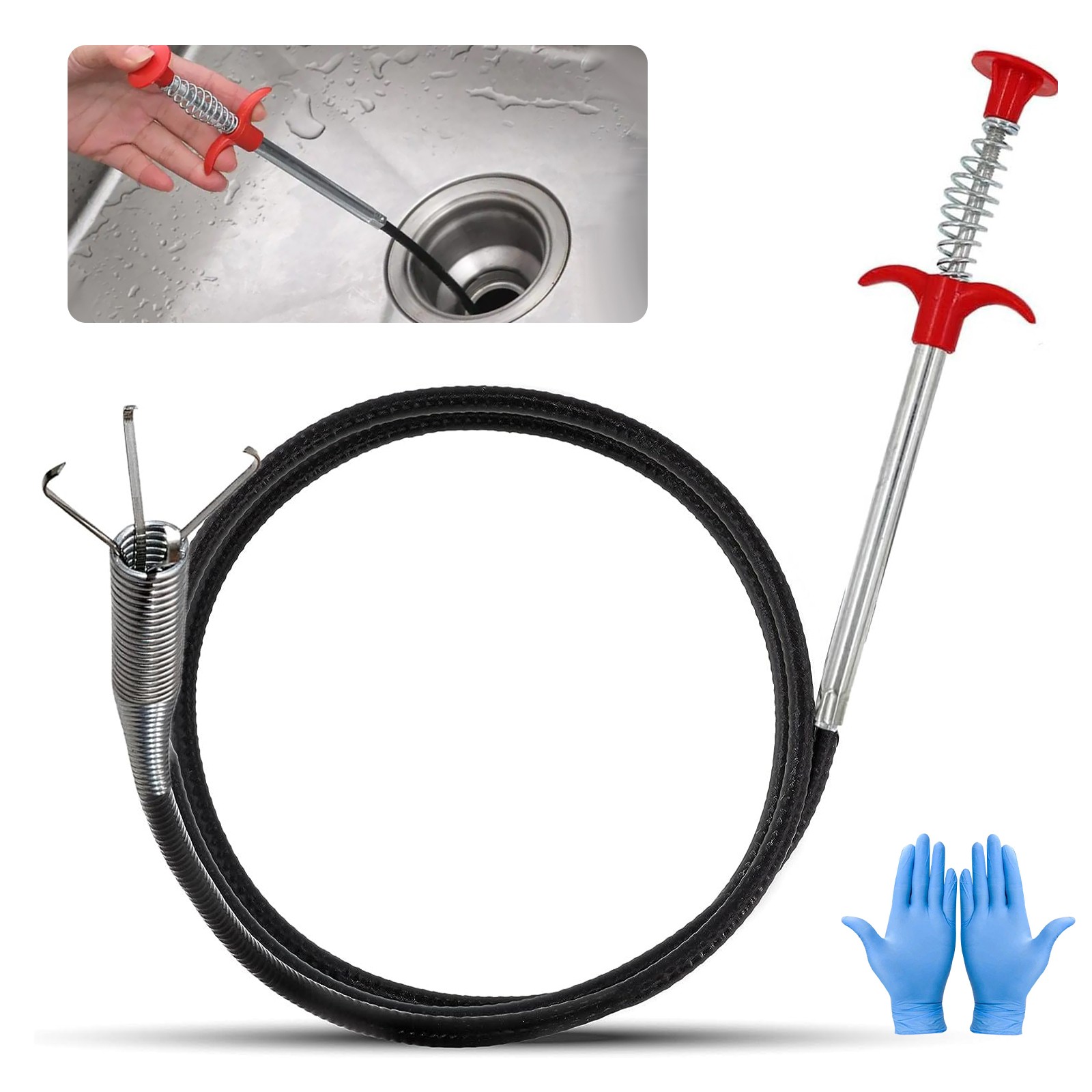 118 Inch Drain Snake Flexible Claw Grabber Tool for Sink Shower Toilet Hair Clog