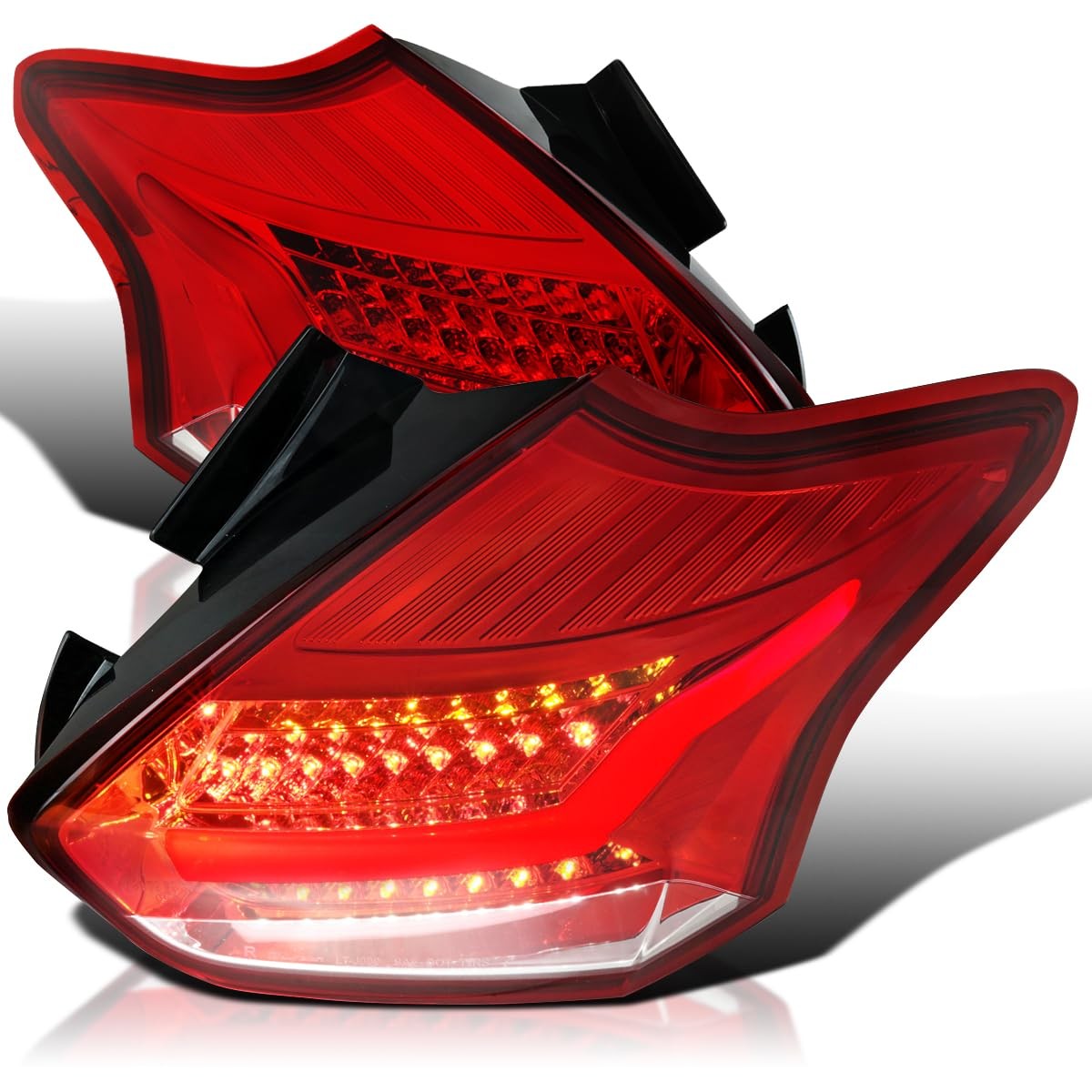 Red LED Bar Tail Lights 2015-2018 for Ford Focus SE ST RS Hatchback Pair