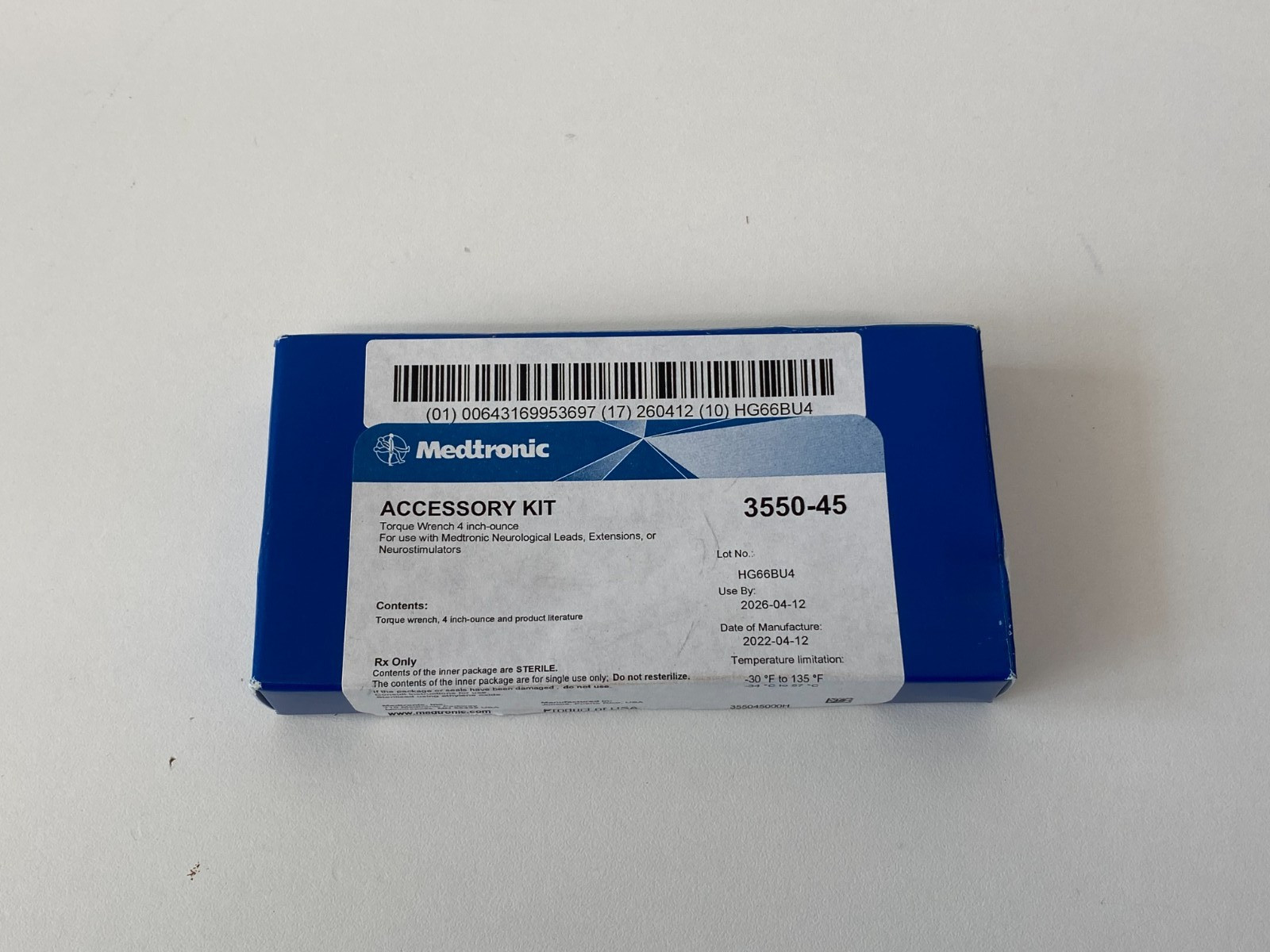 MEDTRONIC Torque Wrench 4 inch 3550-45 Exp.2026-04 (*CC1*)