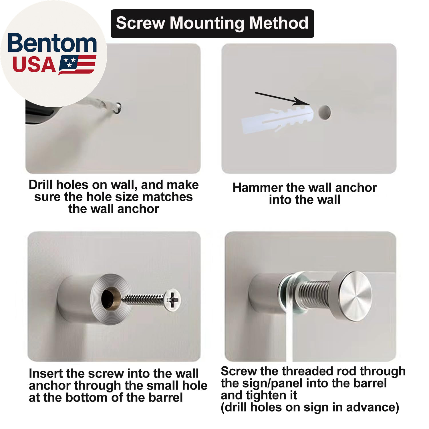 Standoff Screws 1 X 1 Inch 20 Pack Sign Standoff Stainless Steel Stand off Wall