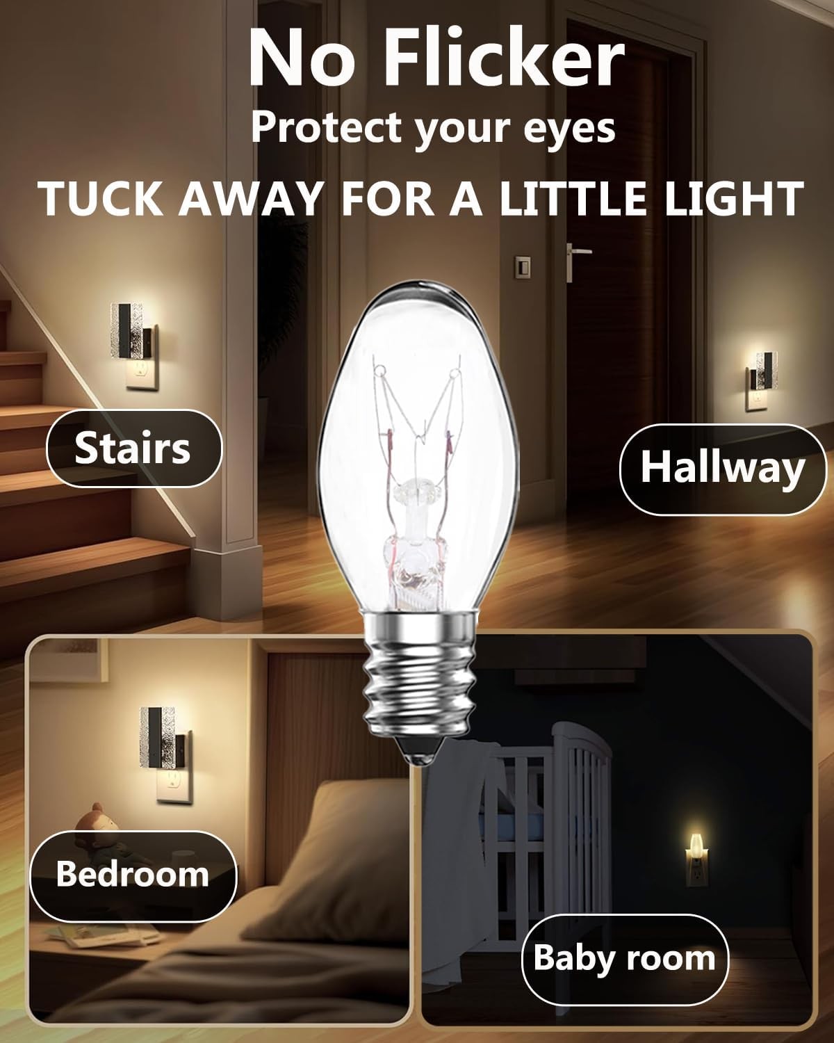 15-Pack Night Light Bulbs 7 Watt, 120V E12 C7 Small Light Bulb for Plug-in Hi