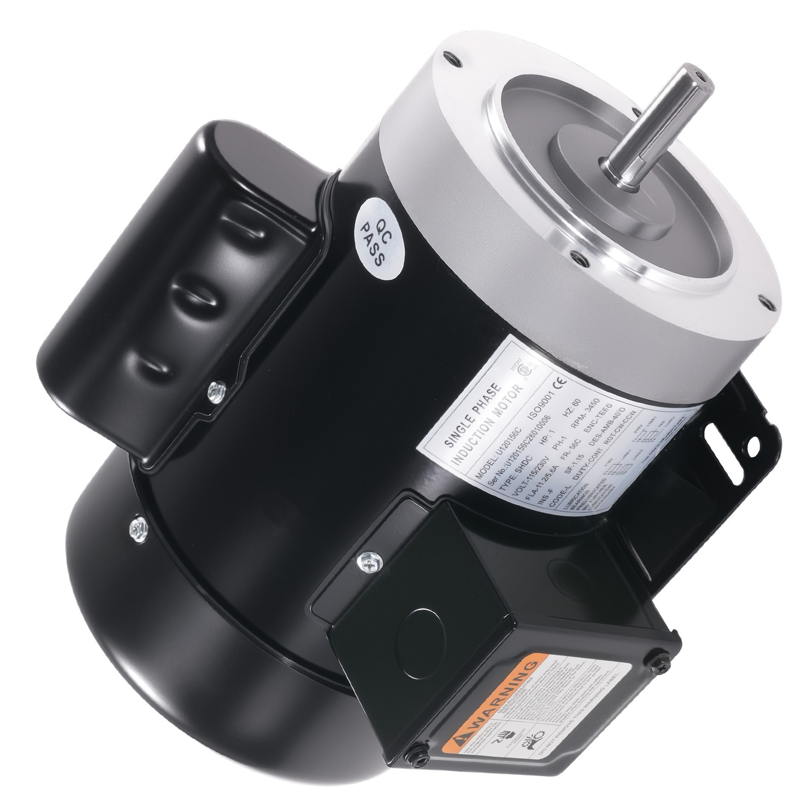 1HP Electric Motor 3450RPM AC115V/230V 56C Frame 1-Phase 5/8″ Keyed Shaft CCW