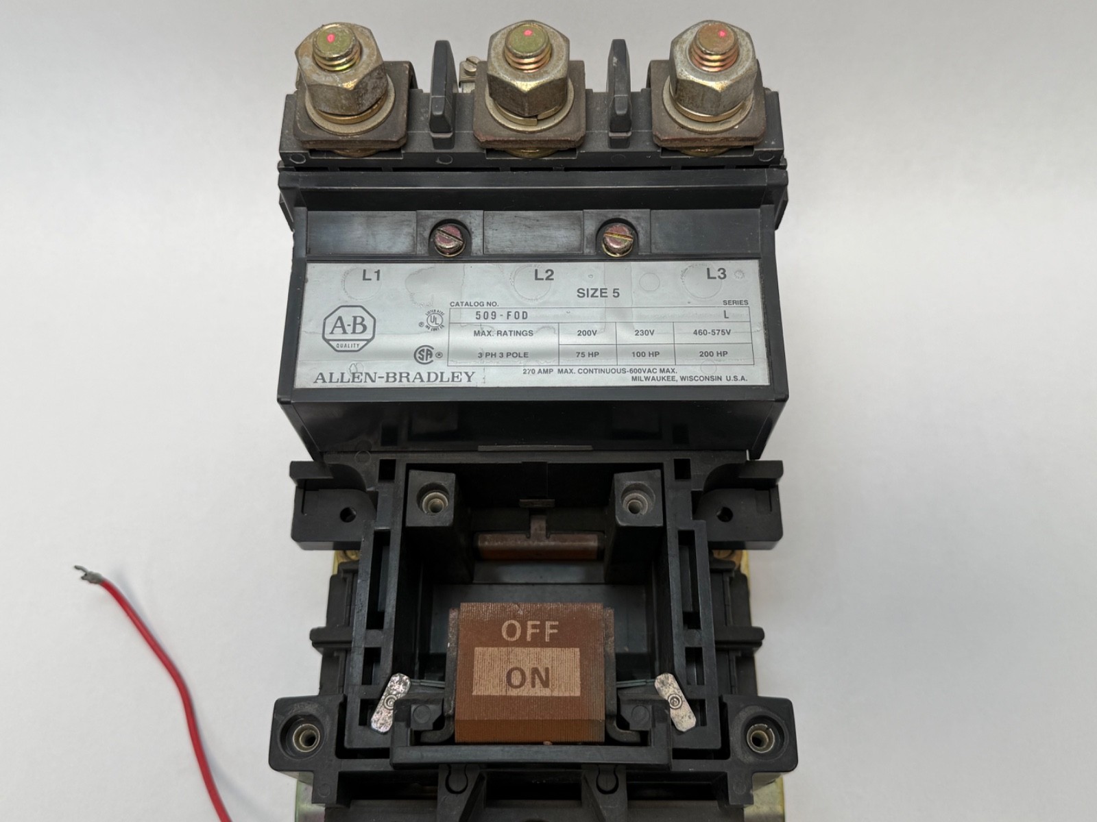 Allen-Bradley 509-FOD SER L Size 5 Magnetic Motor Starter 75-200HP 200-575V AC