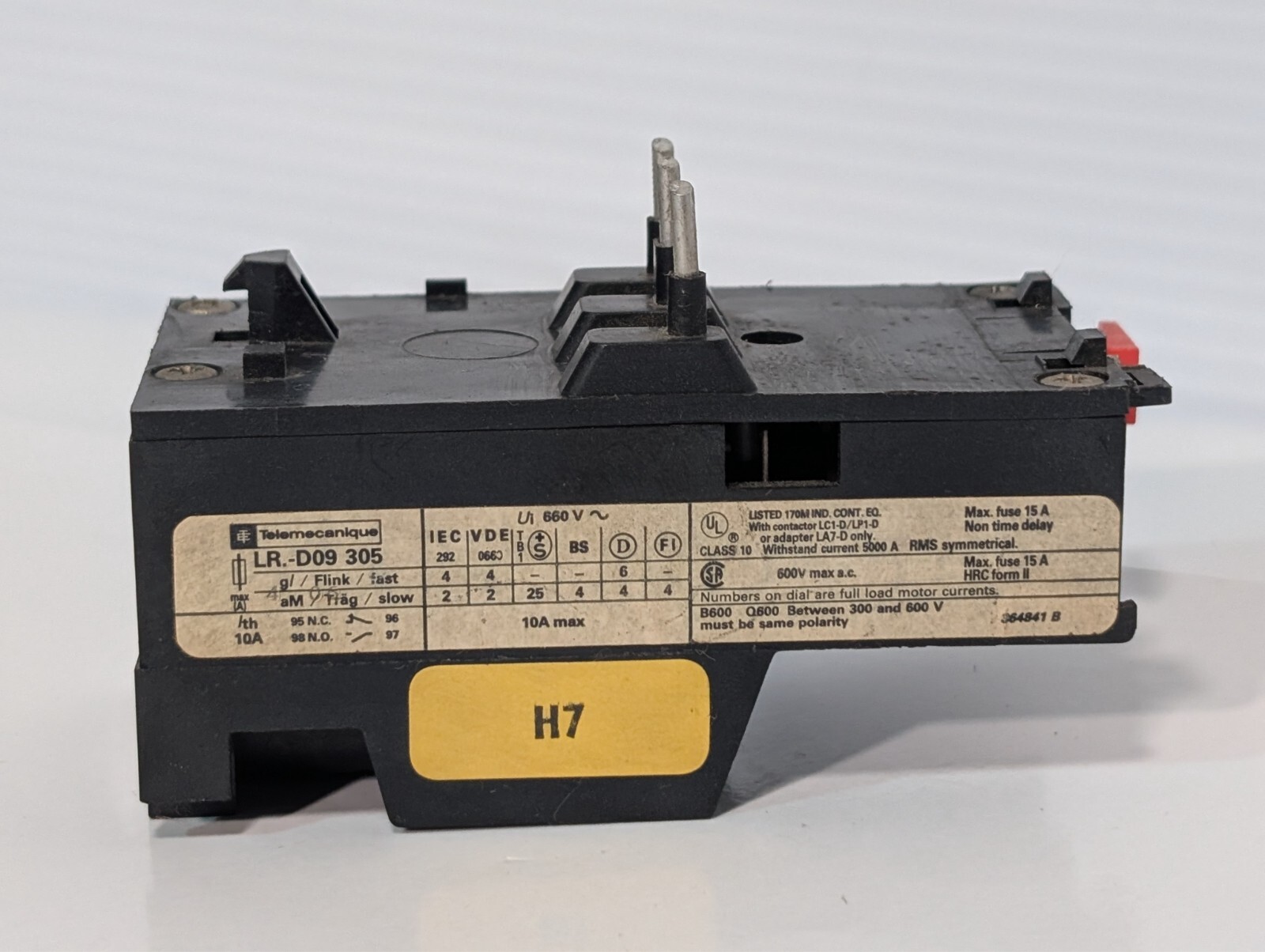 Telemecanique LR1-D09 Overload Relay LR.-D09 305, 600VAC Max, 15A