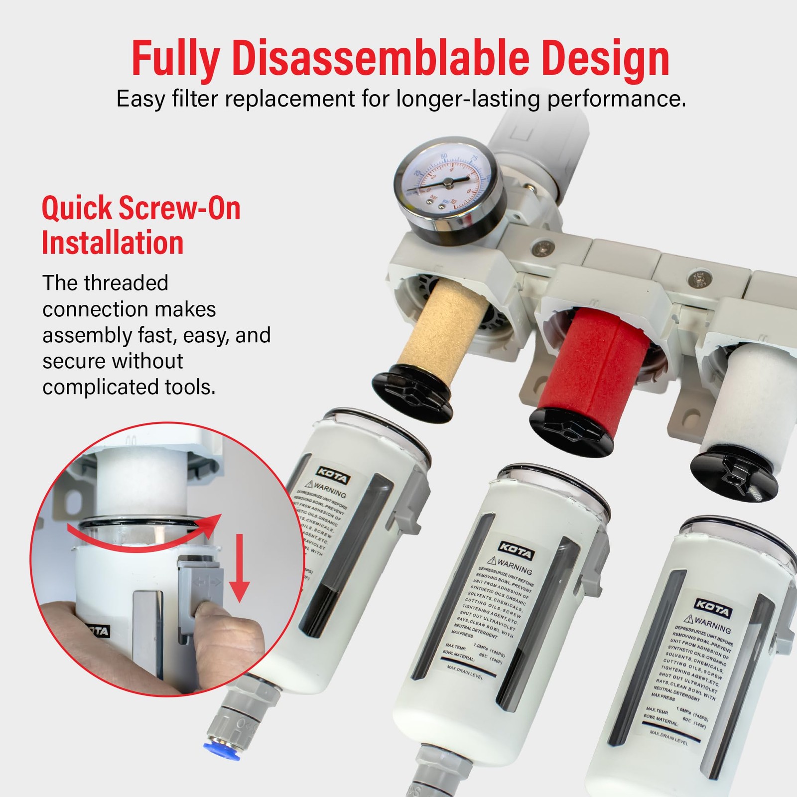 3-Stage Air Dryer System 1/2″ NPT | Filter + Dryer + Regulator | Heavy Duty