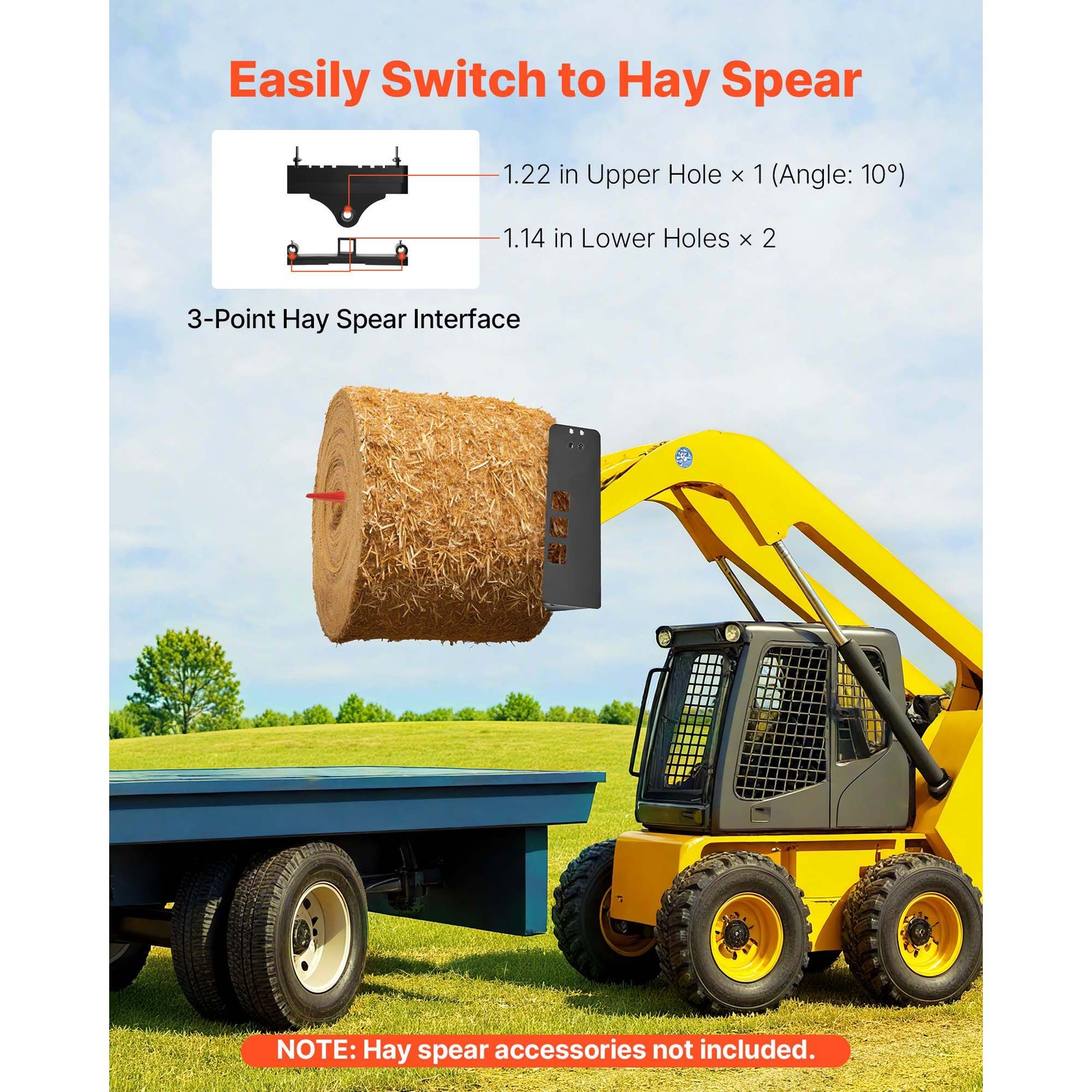 Uimoso 45″ 4000lbs Skid Steer Pallet Frame w/2″ Hitch Receiver and Spear Sleeves