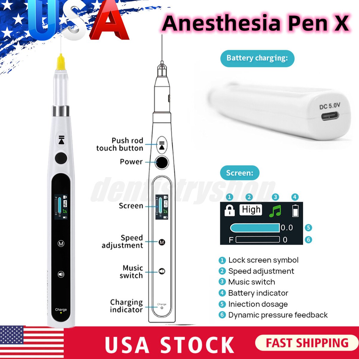 AZDENT Dental Painless Oral Local Anesthesia Delivery Device Injection Pen