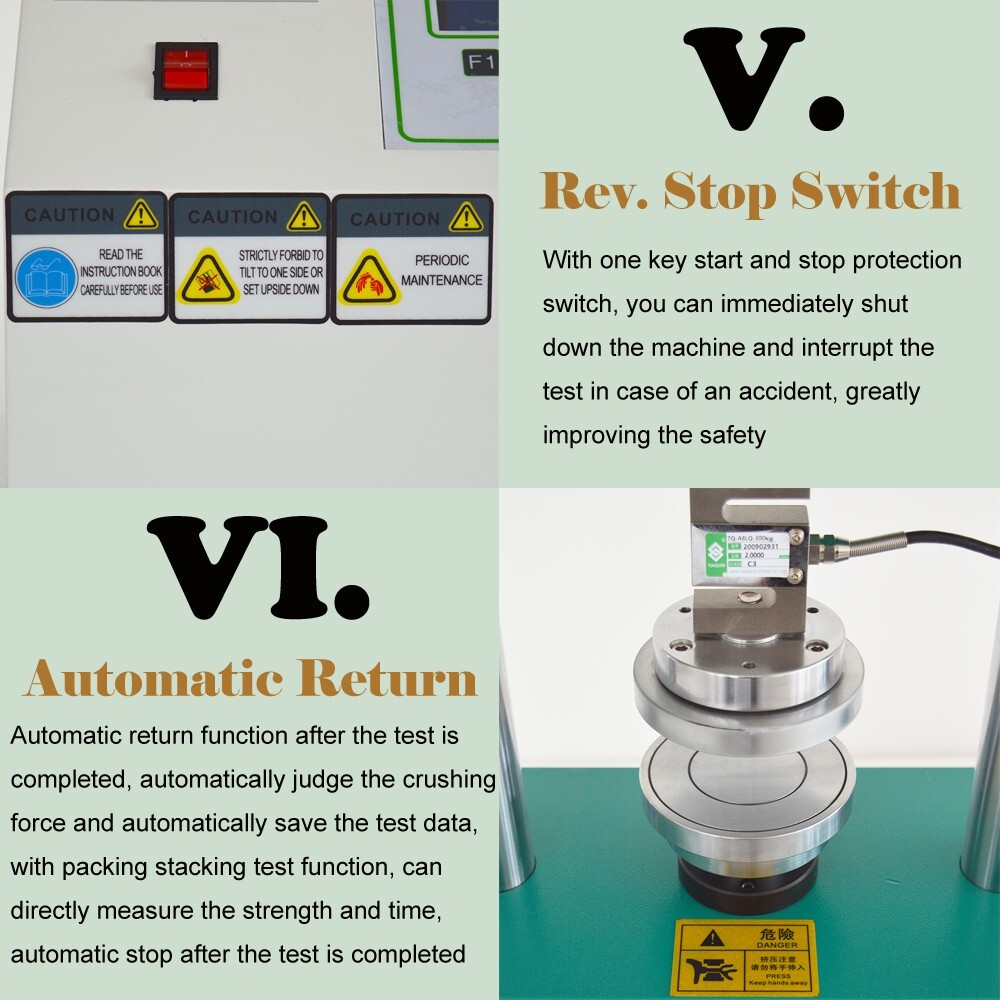 110V 200W Edge Crush Ring Crush Tester Paper Breaking Strength Testing Machine