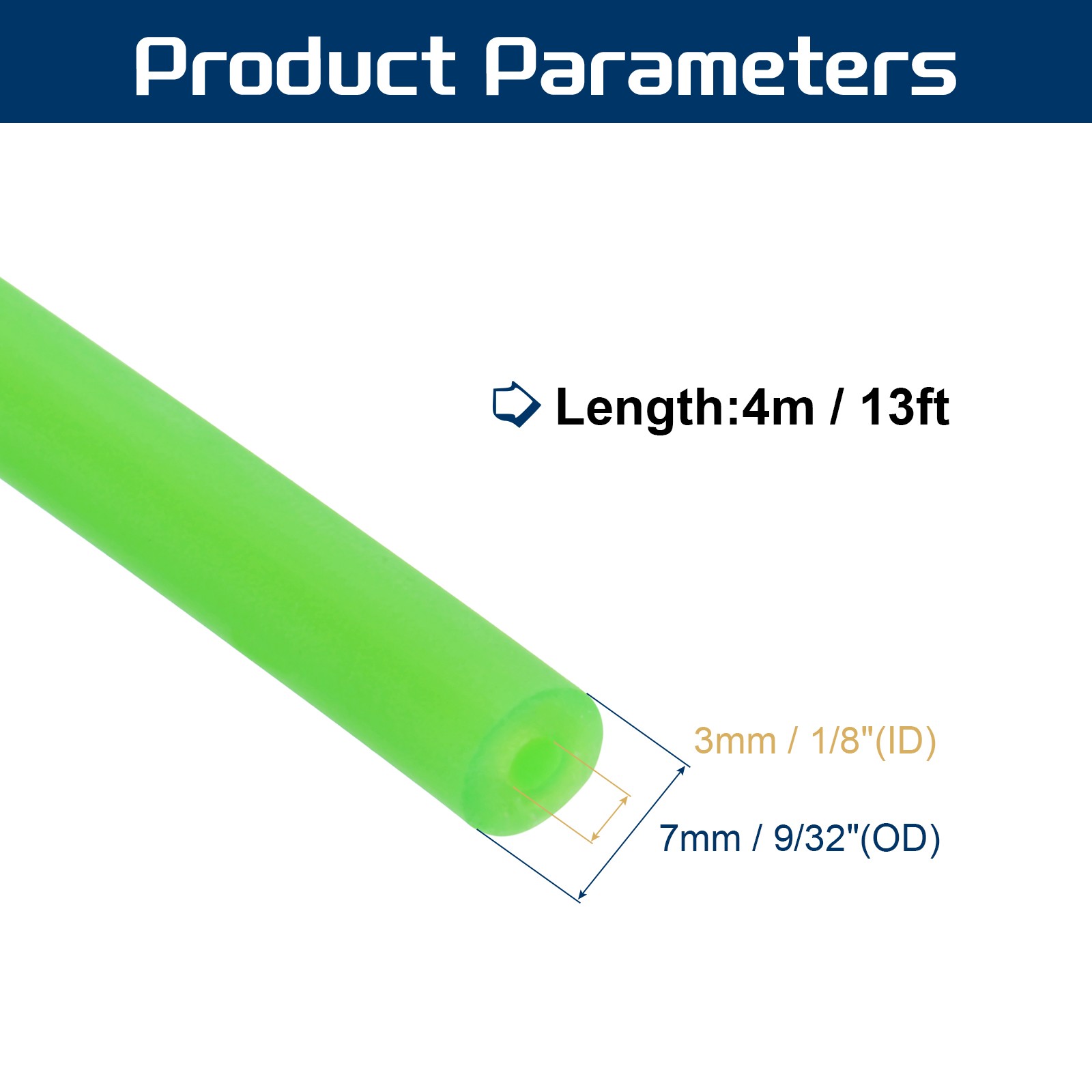 13 Ft(4M) Latex Rubber Tubing, 1/8″(3mm)ID 1/4″(7mm)OD, Fluorescent Green