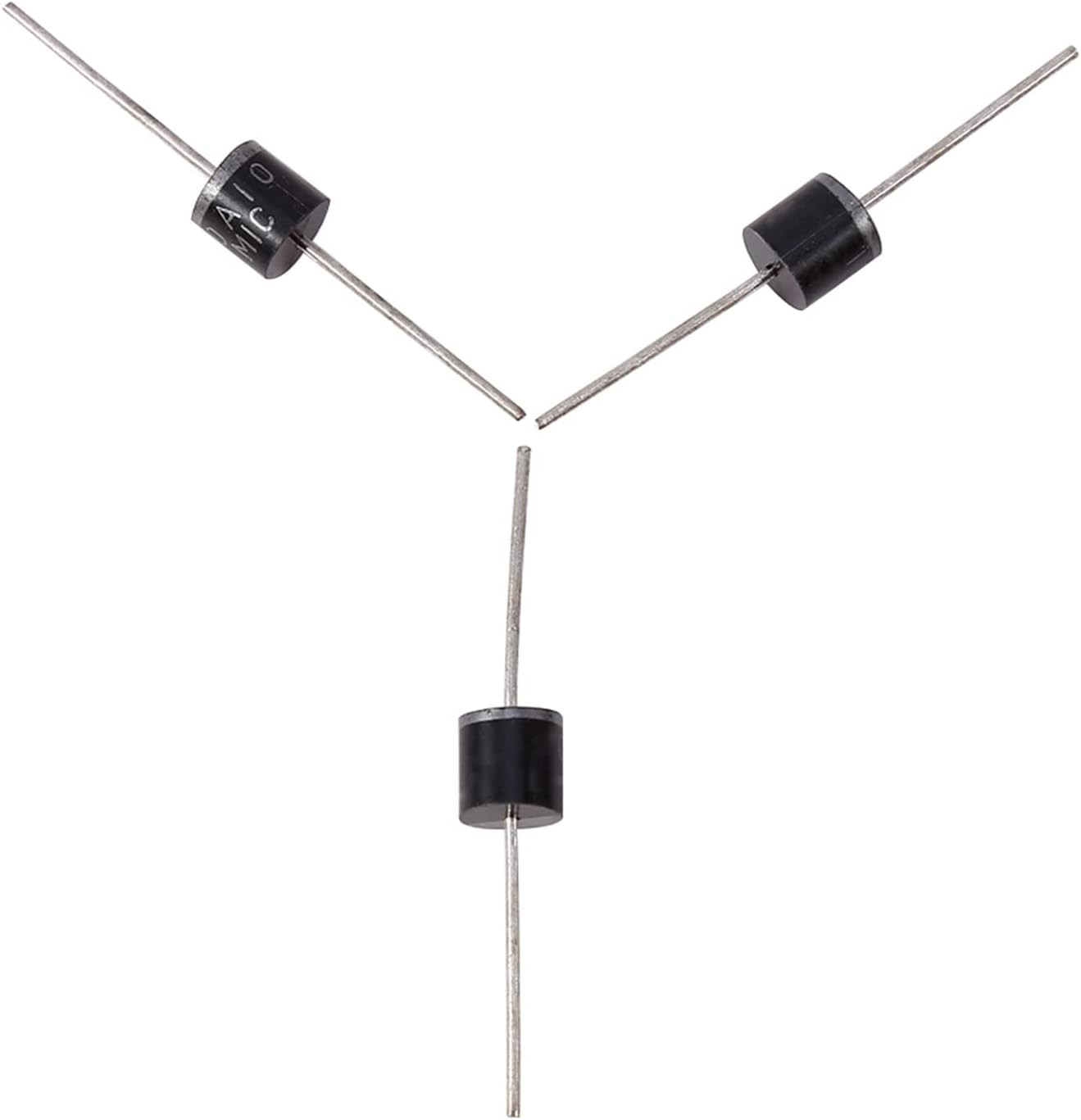 50Pcs 10A10 1000V Diode 12V High Voltage Rectifying Diodes One Way Electrical