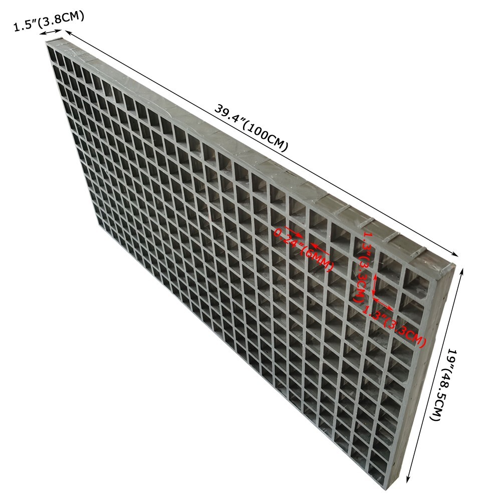 39.4″*19″(100cm*48.5cm) Gray Fiberglass FRP Grating Fiberglass Grille 1.5″ Thick