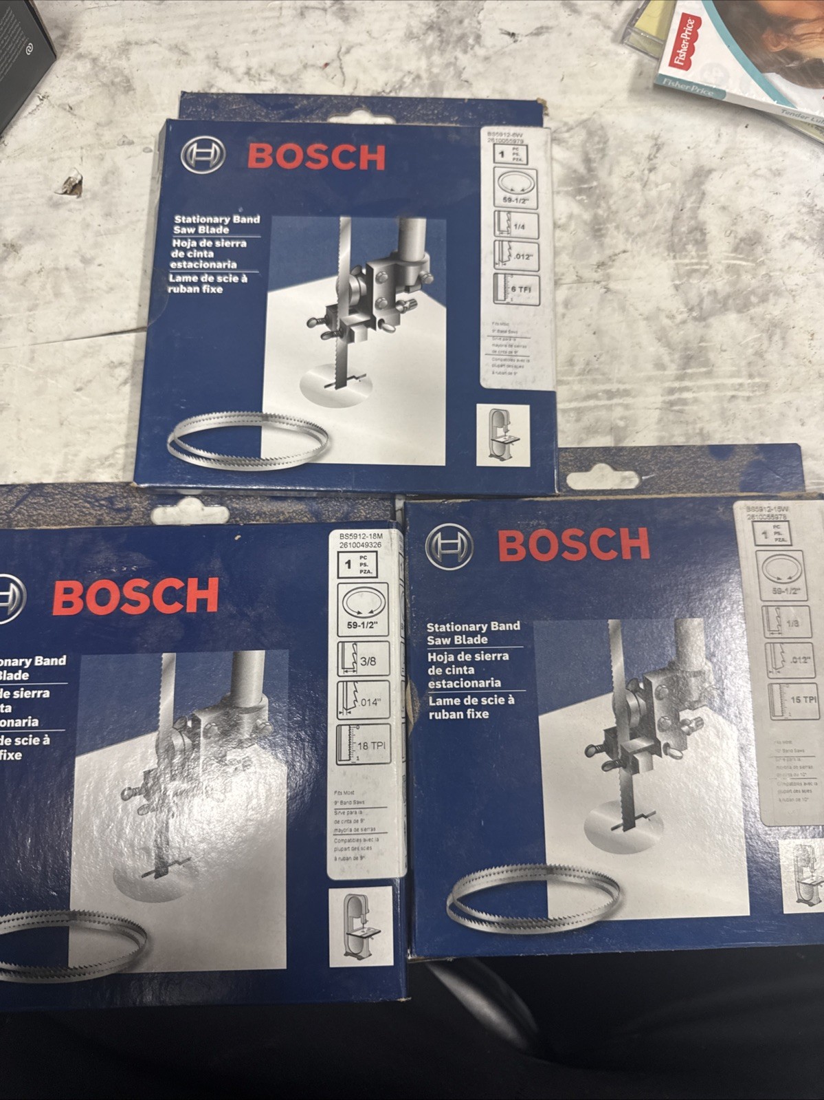 Lot 3 Bosch BS5912-18MA 59-1/2 in TPI Metal-Cutting Stationary Band Saw