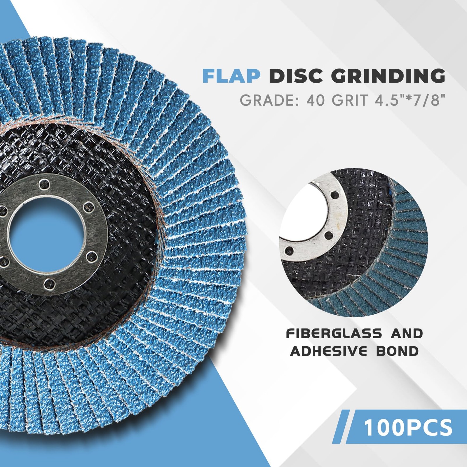 waltyotur 100-Pack Flap Discs Grinding Wheel 40 Grit, 4-1/2 x 7/8 40 Grit