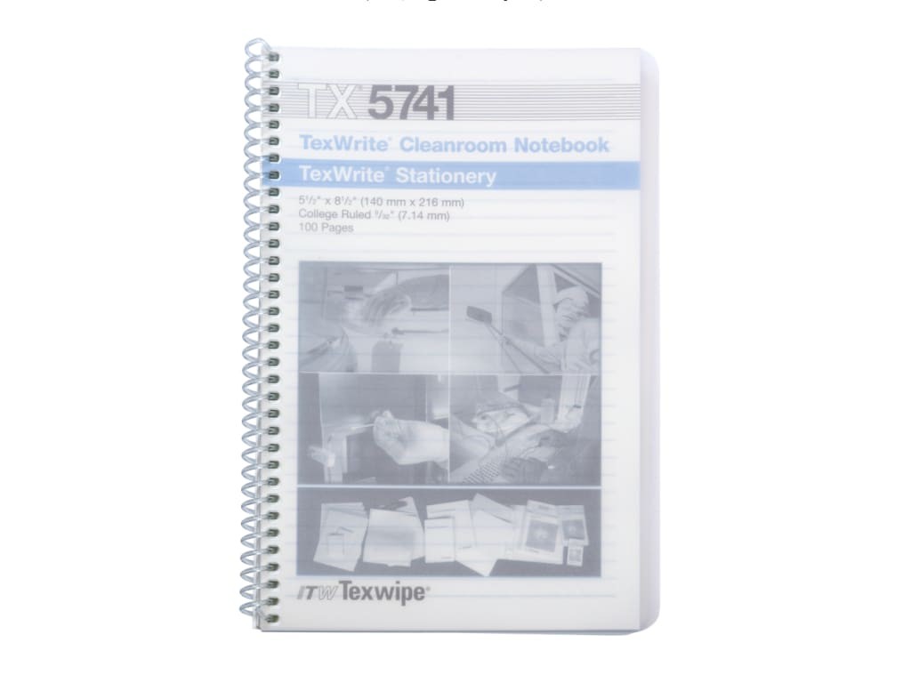 Texwipe TX5741 – TexWrite Cleanroom spiral notebook, 5.5 inch x 8.5 inch, 10/box