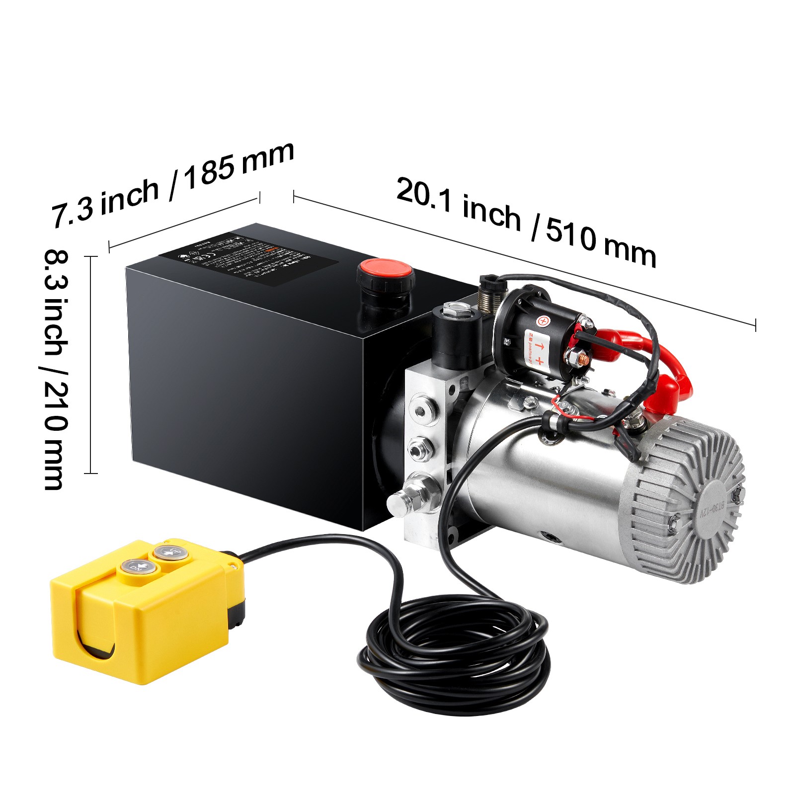 VEVOR Hydraulic Pump 8 Quart Single Acting Dump Trailer Pump Power Unit DC 12V