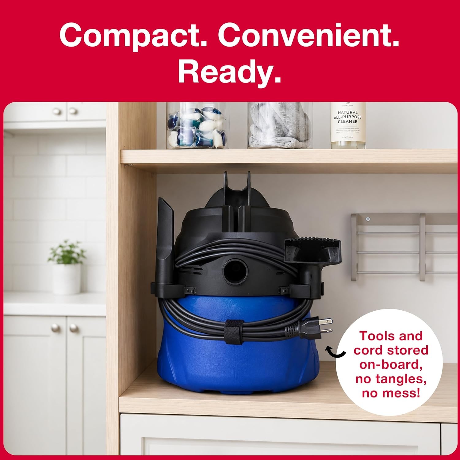 Koblenz Wet Dry Vacuum Cleaner, 3 Gallon 2.0 PHP, Twist-N-Lock Hose, Small Shop