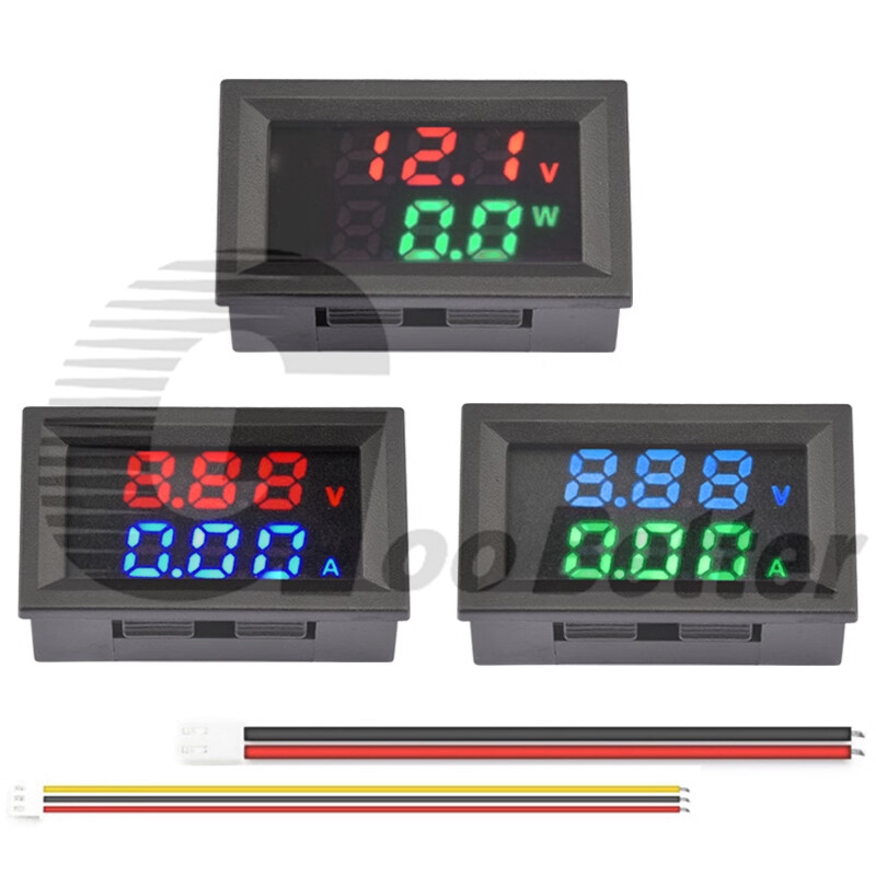 5-Wire DC Voltmeter Ammeter Panel Mount Amp Meter Red-Green Red-Blue Digital LED