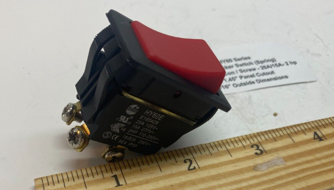 OFF/ON DPST Momentary Rocker Switch 20A 2hp 4 Screw Connect (0.830″ x 1.45″)