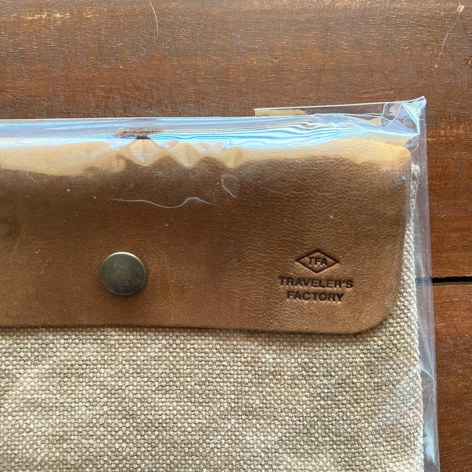TRAVELER’S FACTORY Canvas Pouch Beige SS size W17.0xH12.0cm,W6.6xH4.7in