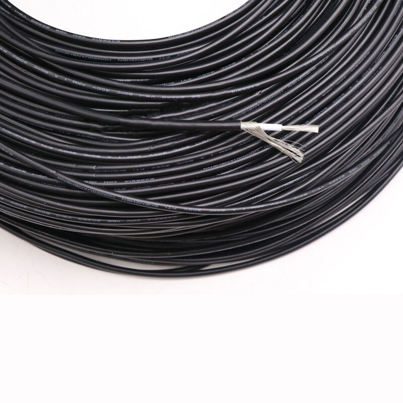 UL1185 Single Core Shielded Wire Black And Grey 10/12/14/16/18/20/22/24/26/28AWG