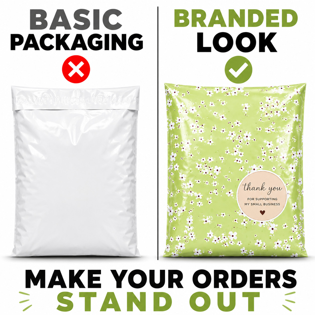 Wildflowers Poly Mailers 10×13 Designer Shipping Bags Self Seal Cute