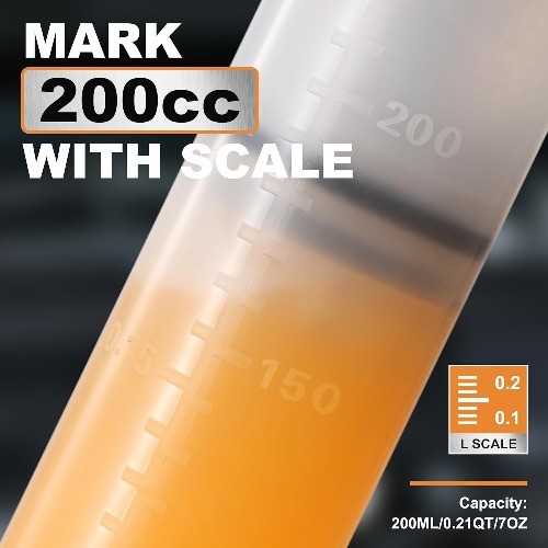 200cc Fluid Extractor, Extraction & Fill Pump, Oil Change Syringe with Hose and