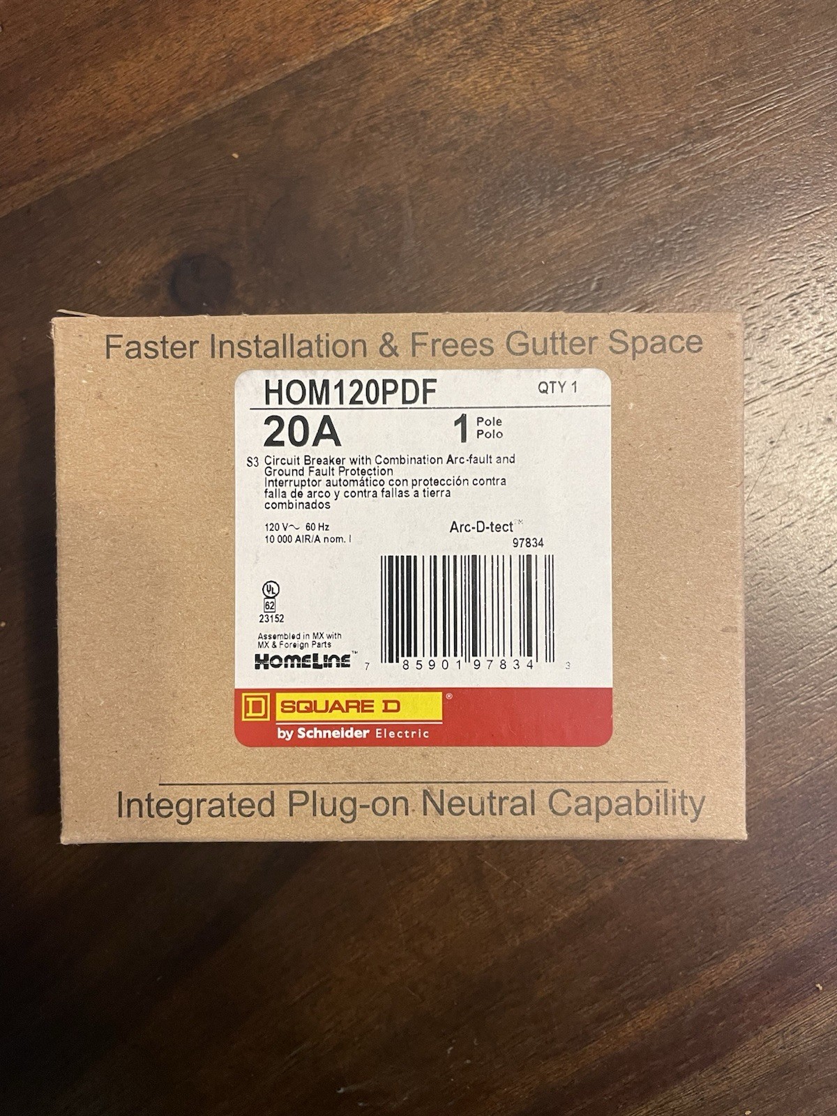 Square D HOM120PDF 120V 20A Single-Pole Circuit Breaker, Free Shipping!