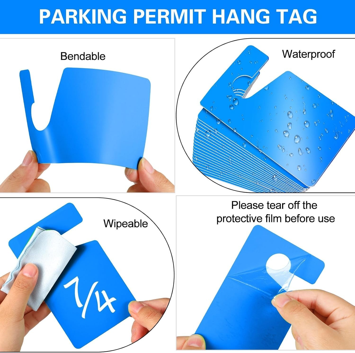 Vicenpal 100 Pack Blank Parking Permit Hang Tag Parking Placards Hang Tag 3 x