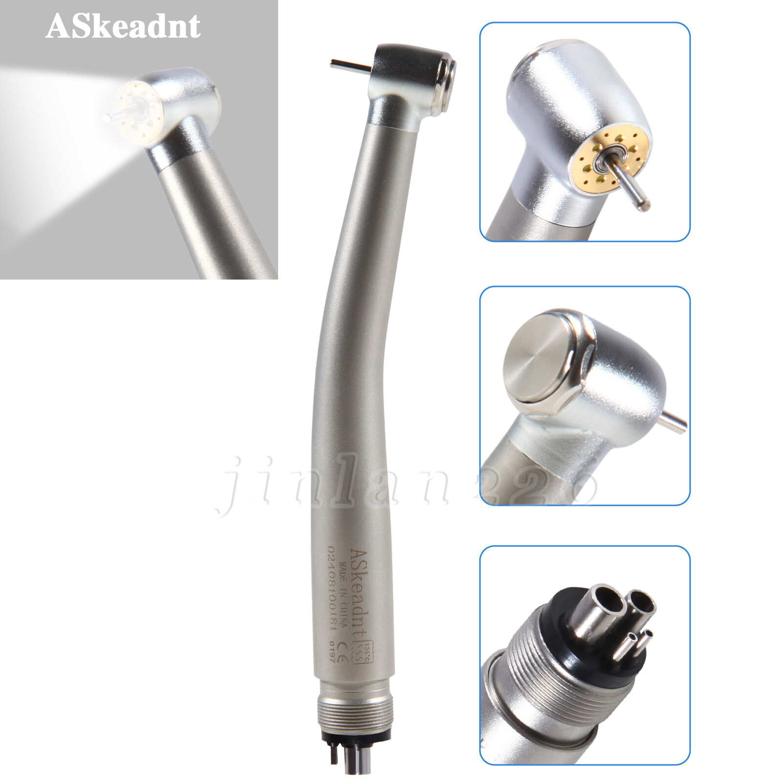 NSK Style Dental LED E-generator High Speed Handpiece 6*Bulb Fiber Optic 4 Holes